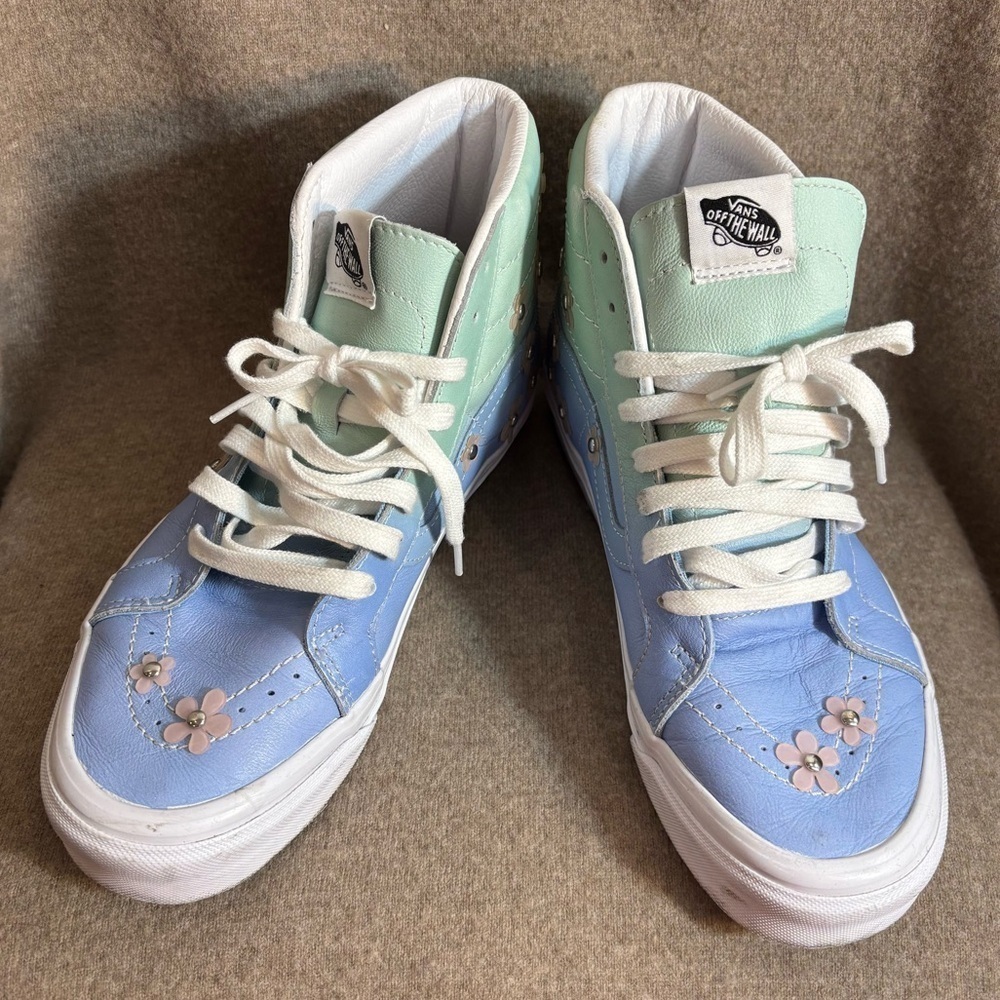VANS Sz 11 Bob Square Pants Collab Sandy Liang Pastel High-Top Laceup Sneakers